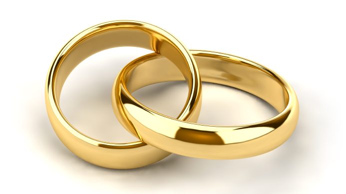 two gold wedding rings