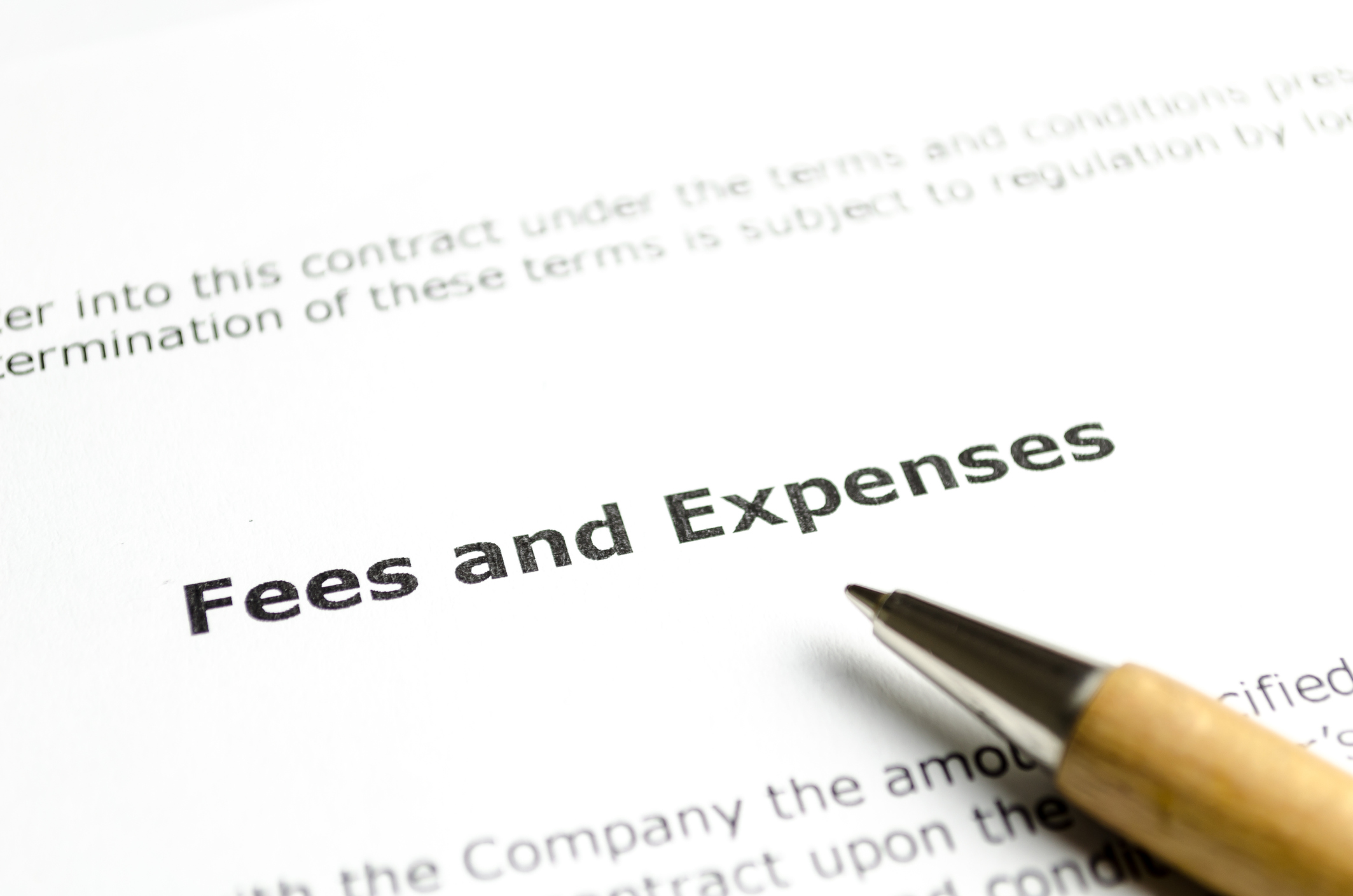 Fees and expenses with wooden pen