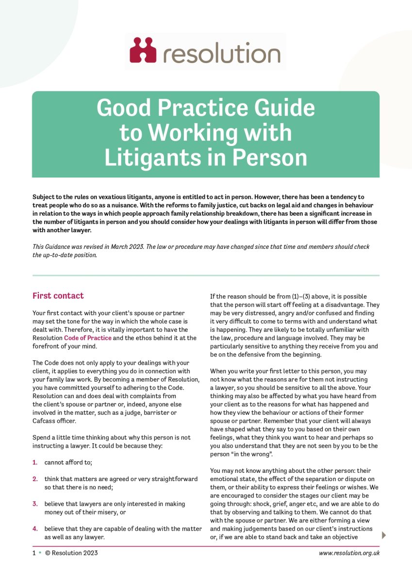 Laspo Flowchart Litigants in person – post-LASPO | Resolution